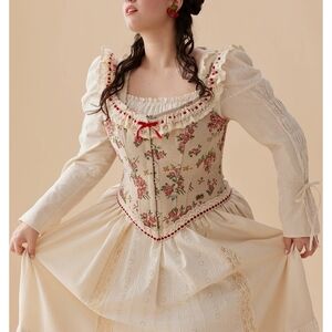 Lacemade Rosey Christmas Cottage Corset Size 4XL